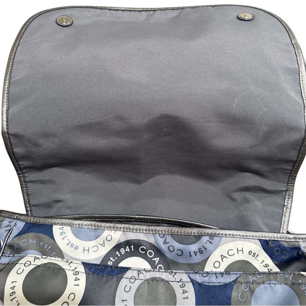 Coach Blue Gray Signature Laptop Diaper Bag Y2K Tote Messenger Crossbody F18377 - Picture 8 of 17